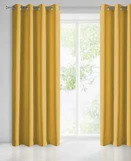 Zatemňovací závěsy Luxusní zatemňovací závěs žluté barvy do obývacího pokoje 135 x 250 cm