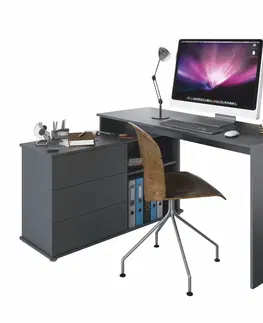 Dětské stoly a židle Rohový PC stůl TERINO Tempo Kondela Grafit