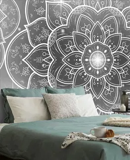 Černobílé tapety Tapeta černobílá orientální Mandala