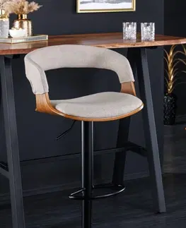 Barové židle LuxD Designová barová otočná židle Uriela jasan / béžová