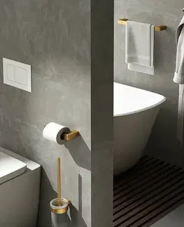 WC štětky GEDY PI2488 Pirenei držák toaletního papíru bez krytu, zlatá mat