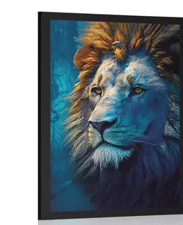 Vládci živočišné říše Plakát modro-zlatý lev