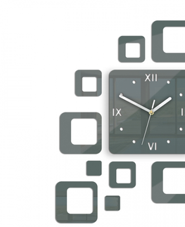 Nalepovací hodiny ModernClock 3D nalepovací hodiny Roman Quadrat tmavě šedé