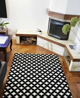 Koberce a koberečky Dywany Lusczow Kusový koberec SKETCH CALLUM bílý / černý - diamant, velikost 140x190