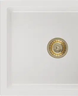 Sifony k pračkám MEXEN/S Leo granitový dřez 1 s odkapávačem 900x500 mm,bílá,+ zlatý sifon 6501901010-20-G