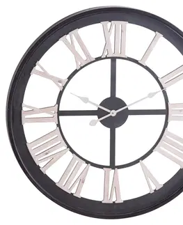 Stylové a designové hodiny Estila Industriální kulaté nástěnné hodiny Linaran s černým rámem 80cm