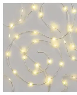 Vánoční řetězy a lamety EMOS LED vánoční řetěz Dropi s časovačem 12 m teplá bílá