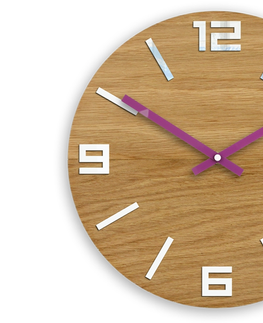 Hodiny ModernClock Nástěnné hodiny Arabic Wood hnědo-fialové