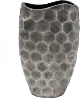 Dekorativní předměty KARE Design Kovová váza Sacramento Comb - stříbrná, 59cm