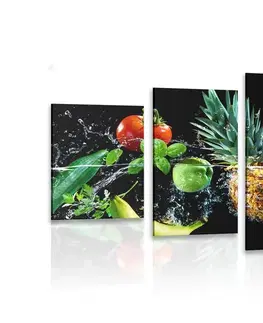 Obrazy jídla a nápoje 5-dílný obraz organické ovoce a zelenina