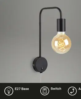 Industriální nástěnná svítidla BRILONER Noční lampička 35,5 cm 1x E27 10W černá BRI 2086-015