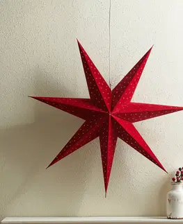 Vánoční světelná hvězda Markslöjd Hvězda Clara na zavěšení, sametový vzhled Ø 75 cm, červená barva