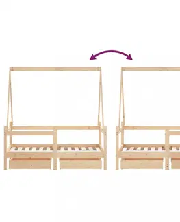 Dětské pokoje Dětská postel se zásuvkami 70 x 140 cm masivní borové dřevo