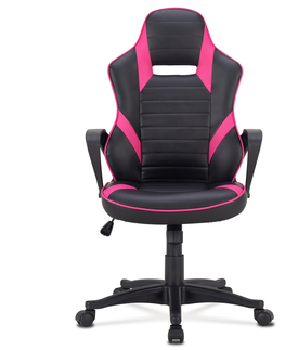 Kancelářské židle Herní křeslo SOKAR, černá a růžová ekokůže