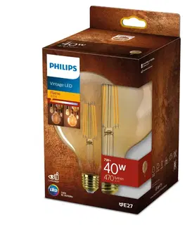 LED žárovky Philips LED filament žárovka E27 G125 7W (40W) 470lm 1800K nestmívatelná, jantarová