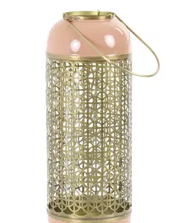 Zahradní lampy Růžovo-zlatá kovová lucerna Rohit rose - Ø 16*44 cm Light & Living 7735489