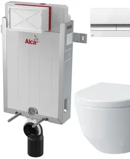 WC sedátka ALCADRAIN Renovmodul předstěnový instalační systém s bílým/ chrom tlačítkem M1720-1 + WC LAUFEN PRO + SEDÁTKO AM115/1000 M1720-1 LP3