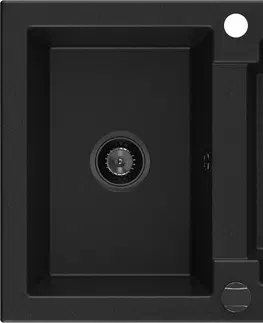 Sifony k pračkám MEXEN/S Carlos s granitový dřez 1.5 582 x 475 mm, černá, + černý sifon 6518581500-77-B