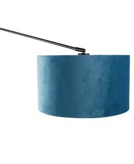 Nastenna svitidla Nástěnná lampa černá s velurovým stínidlem modrá 35 cm nastavitelná - Blitz