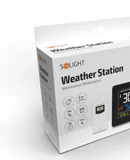Teploměry a meteostanice Solight meteostanice, extra velký barevný LCD, teplota, vlhkost, tlak, RCC, USb nabíjení, černá TE81