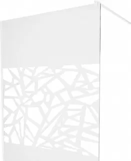 Sprchové zástěny MEXEN/S KIOTO Sprchová zástěna WALK-IN 80 x 200 cm, transparent/bílý vzor 8 mm, bílá 800-080-101-20-85