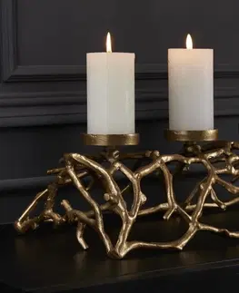 Svíčky, svícny a lucerny Estila Designový svícen na čtyři svíce Cuerna ve zlaté barvě s konstrukcí z kovu 60cm