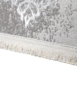 Moderní koberce Moderní koberec v šedé barvě s orientálním vzorem v bílé barvě
