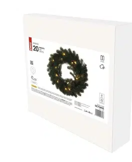 LED osvětlení na baterie EMOS LED vánoční věnec, 40 cm, 2x AA, vnitřní, teplá bílá, časovač DCTW05