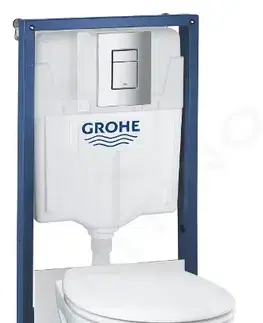Záchody GROHE Solido Set předstěnové instalace, klozetu Bau Ceramic a sedátka softclose, tlačítko Skate Cosmopolitan, chrom 39586000