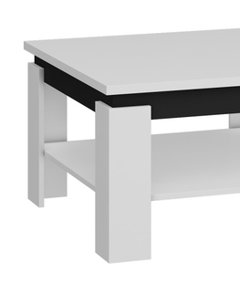 Konferenční stolky Konferenční stolek KALDRYN, bílá/černý lesk, 5 let záruka