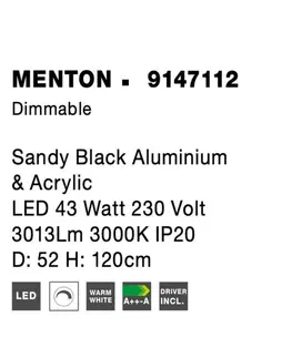 LED lustry a závěsná svítidla NOVA LUCE závěsné svítidlo MENTON černý hliník a akryl LED 43W 230V 3000K IP20 stmívatelné 9147112