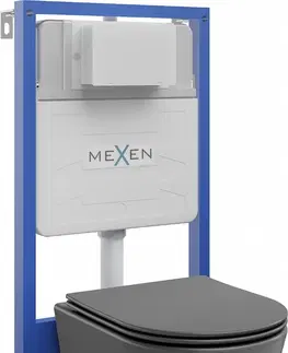 WC sedátka MEXEN/S WC předstěnová instalační sada Fenix Slim s mísou WC Rico + sedátko softclose, tmavě šedá mat 61030724071