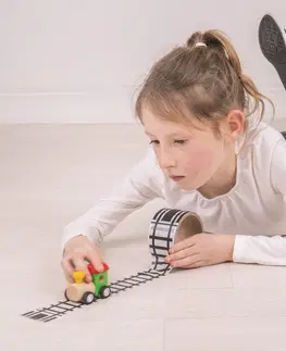 Dřevěné hračky Bigjigs Toys Lepící páska koleje s mašinkou ROAD