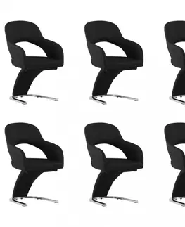 Židle Jídelní židle 6 ks umělá kůže / chrom Dekorhome Černá