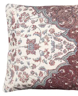 Dekorační polštáře Růžový režný bavlněný povlak na polštář s ornamenty - 50*50 cm Clayre & Eef KT032.059