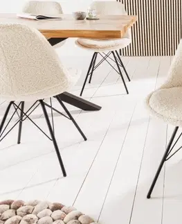 Luxusní jídelní židle Estila Moderní buklé jídelní židle Scandinavia bílá s černými nožičkami z kovu 86cm