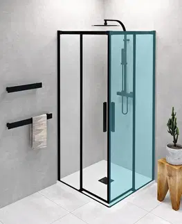 Sprchové kouty POLYSAN ALTIS BLACK posuvné dveře 880-900, výška 2000, čiré sklo AL1592B
