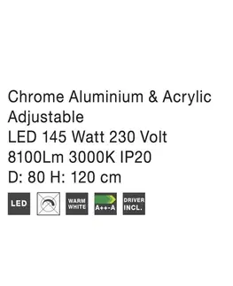 LED lustry a závěsná svítidla NOVA LUCE závěsné svítidlo ARIA stmívatelné chromovaný hliník a akryl nastavitelné LED 145W 230V 3000K IP20 17222004 D