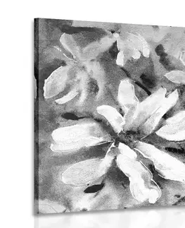 Černobílé obrazy Obraz rozkvetlý akvarelový strom v černobílém provedení