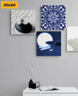 Sestavy obrazů Set obrazů Feng Shui v bílo-modrém provedení