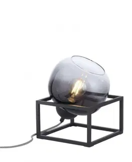 Industriální stolní lampy LEUCHTEN DIREKT is JUST LIGHT stolní lampa 1 ramenné černé kouřové sklo moderní do interiéru LD 15423-18