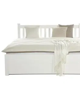 Manželské postele Dřevěná manželská postel Lyon, Bílá, 140x200 Cm