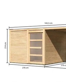 Dřevěné plastové domky Dřevěný zahradní domek QUBIC 2 s přístavkem 270 Lanitplast Šedá