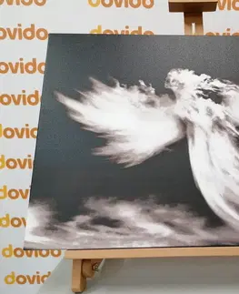 Černobílé obrazy Obraz podoba anděla v oblacích v černobílém provedení