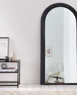 Luxusní a designová zrcadla Estila Art deco designové zrcadlo Swan obloukového tvaru s černým kaskádovým rámem 160cm
