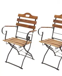 Zahradní křesla a židle Skládací zahradní židle 2 ks Dekorhome Přírodní dřevo