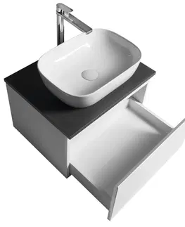 Koupelnový nábytek AQUALINE ALTAIR skříňka s deskou 58 cm, bílá/antracit břidlice AI263-03