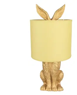 Lampy Zlatá stolní lampa králík se žlutým stínidlem Rabbi – Ø20*43 cm E27/max 1*60W Clayre & Eef 6LMC0013GOY