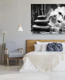 Černobílé obrazy Obraz spa zátiší v černobílém provedení