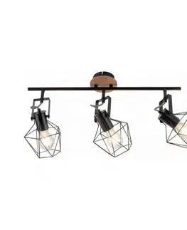 Designová stropní svítidla LEUCHTEN DIREKT is JUST LIGHT Stropní svítidlo ze dřeva a kovu v moderním vintage stylu s nastavitelnými spoty